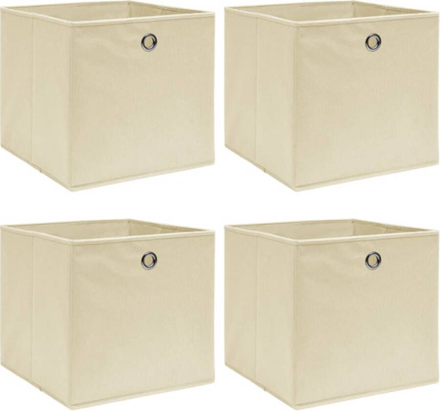 VidaXL -Opbergboxen-4-st-32x32x32-cm-stof-crèmekleurig