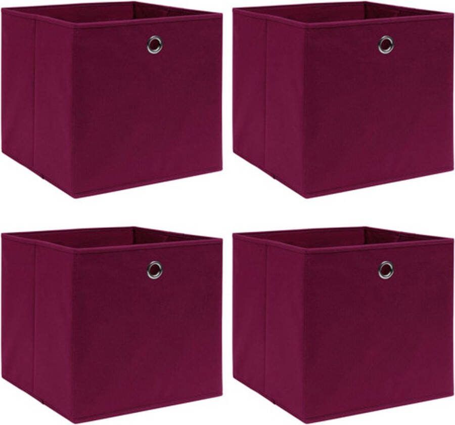 VidaXL -Opbergboxen-4-st-32x32x32-cm-stof-donkerrood