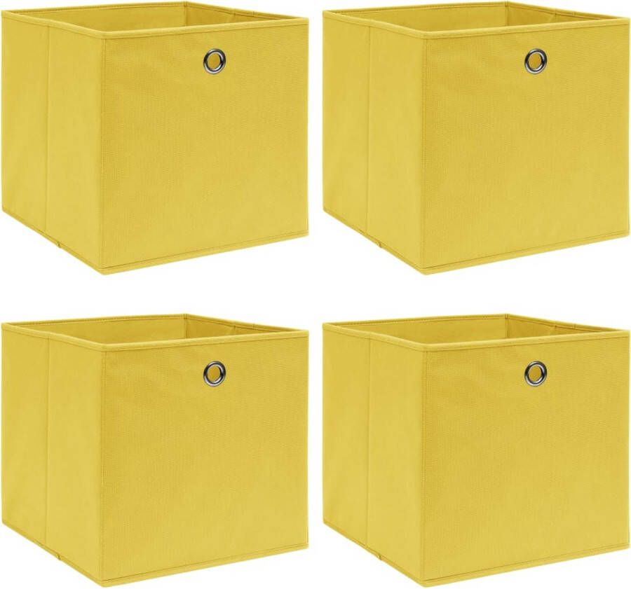 VidaXL -Opbergboxen-4-st-32x32x32-cm-stof-geel