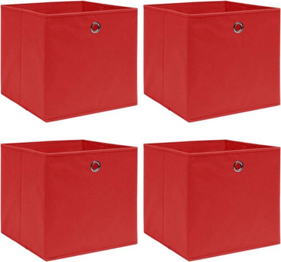 VidaXL -Opbergboxen-4-st-32x32x32-cm-stof-rood