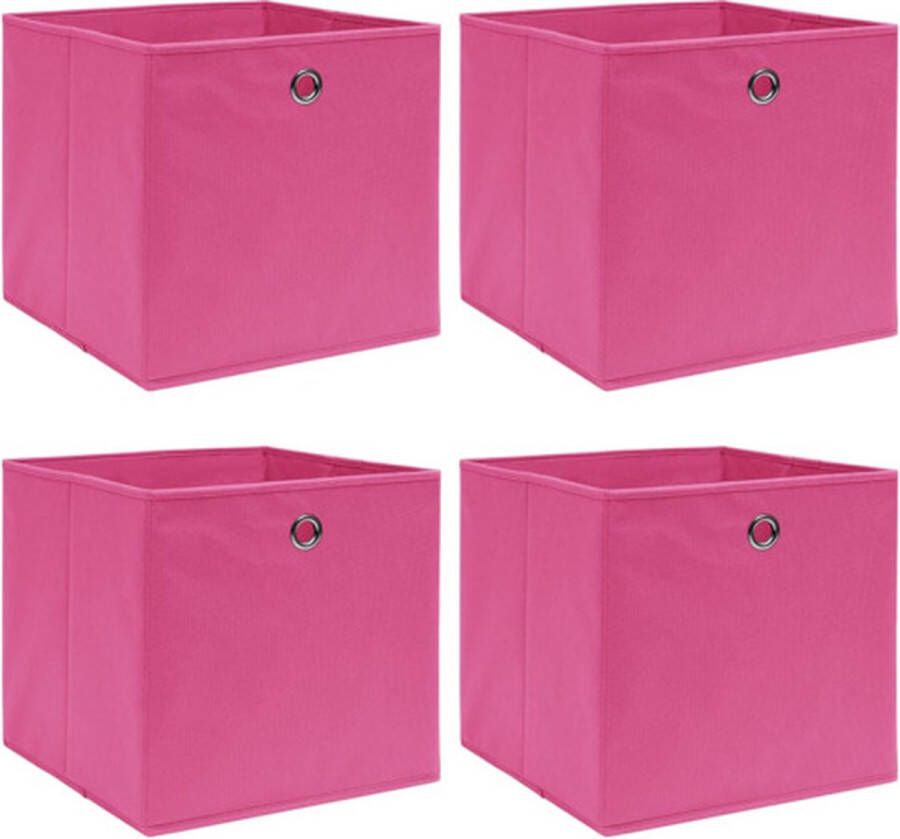 VidaXL Opbergboxen 4 st 32x32x32 cm stof roze