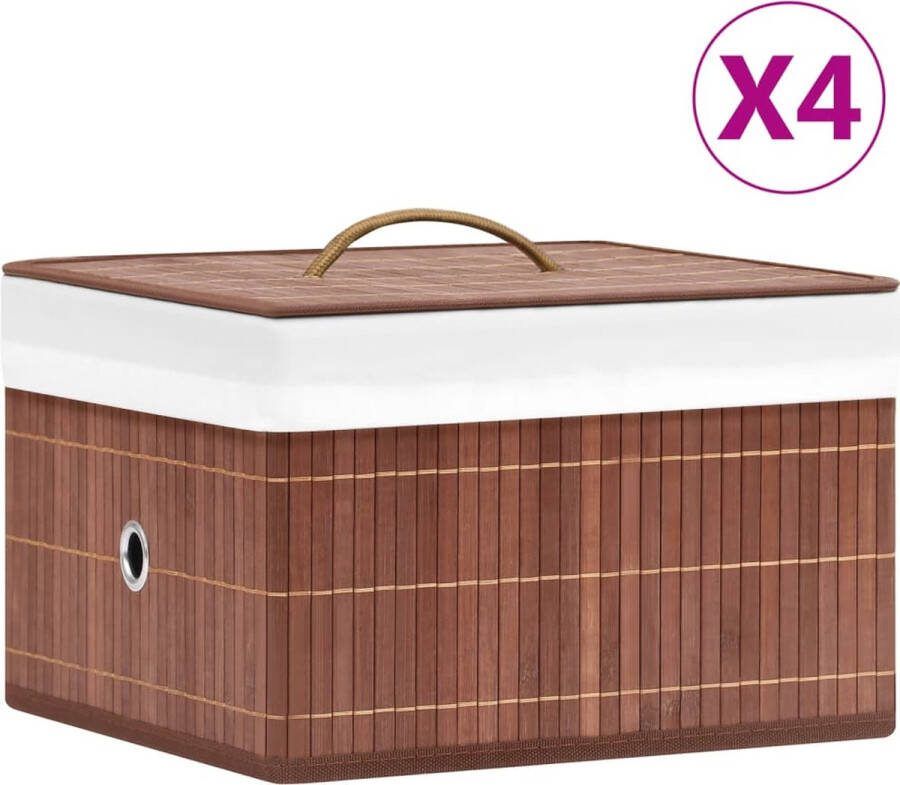 VidaXL -Opbergboxen-4-st-bamboe-bruin