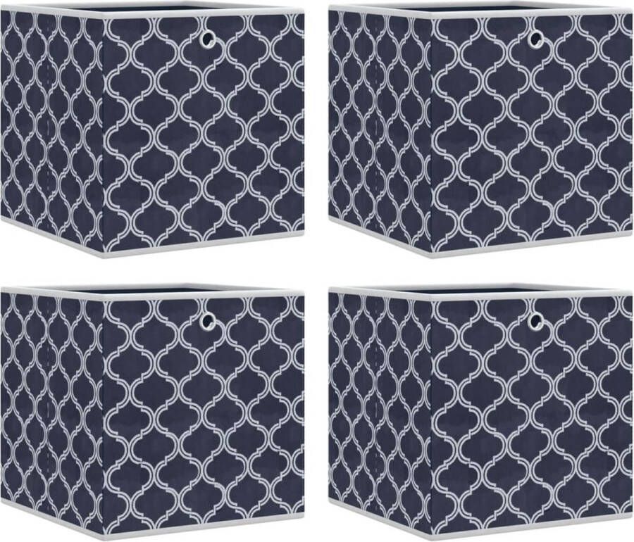 VidaXL Opbergboxen 4 st inklapbaar 32x32x32 cm ongeweven stof blauw
