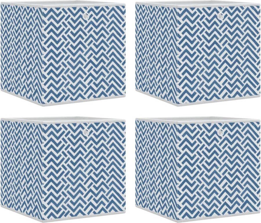 VidaXL Opbergboxen 4 st inklapbaar 32x32x32 cm ongeweven stof blauw