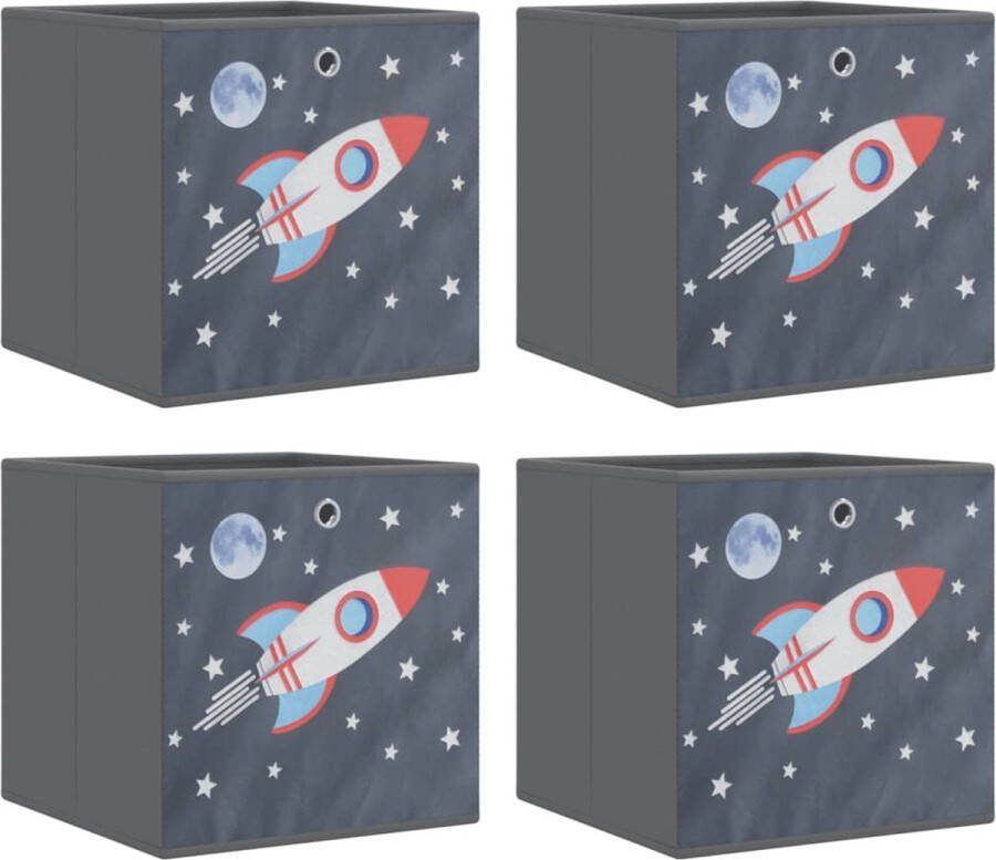 VidaXL Opbergboxen 4 st inklapbaar 32x32x32 cm ongeweven stof grijs