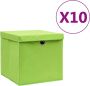 VidaXL -Opbergboxen-met-deksel-10-st-28x28x28-cm-groen - Thumbnail 1