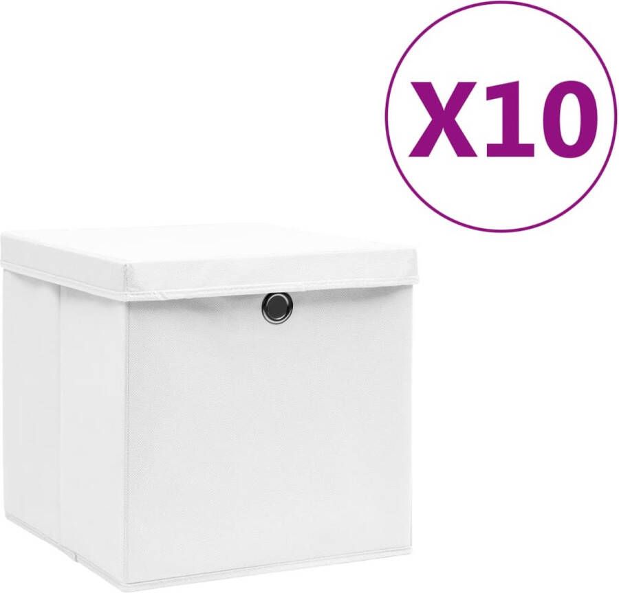 VidaXL -Opbergboxen-met-deksels-10-st-28x28x28-cm-wit