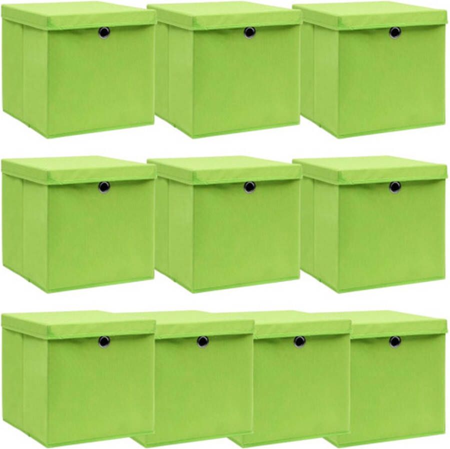 VidaXL Opbergboxen met deksels 10 st 32x32x32 cm stof groen