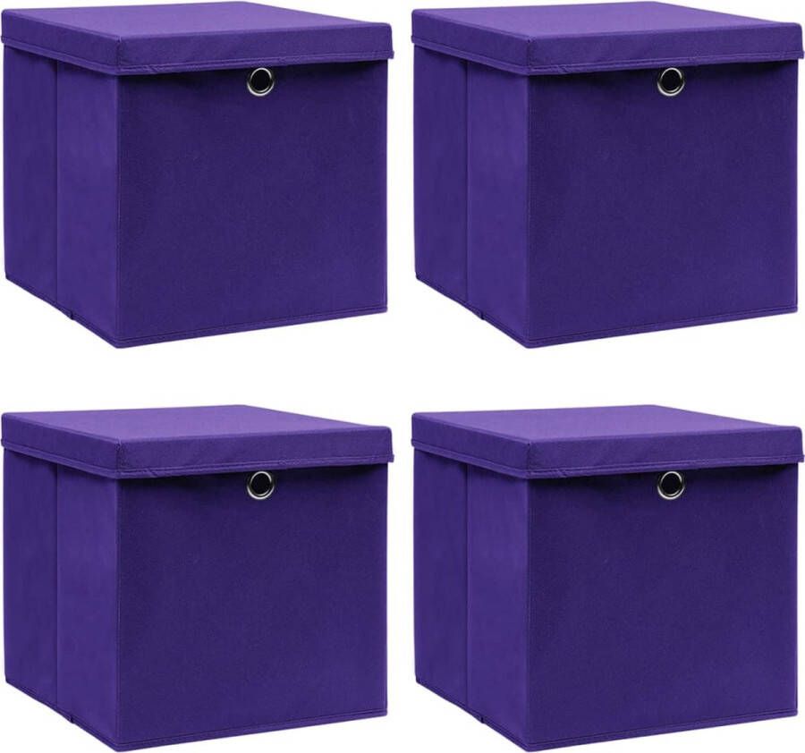 VidaXL -Opbergboxen-met-deksel-4-st-28x28x28-cm-paars