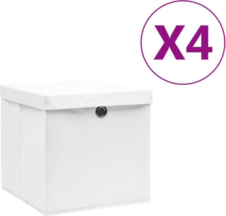 VidaXL -Opbergboxen-met-deksel-4-st-28x28x28-cm-wit
