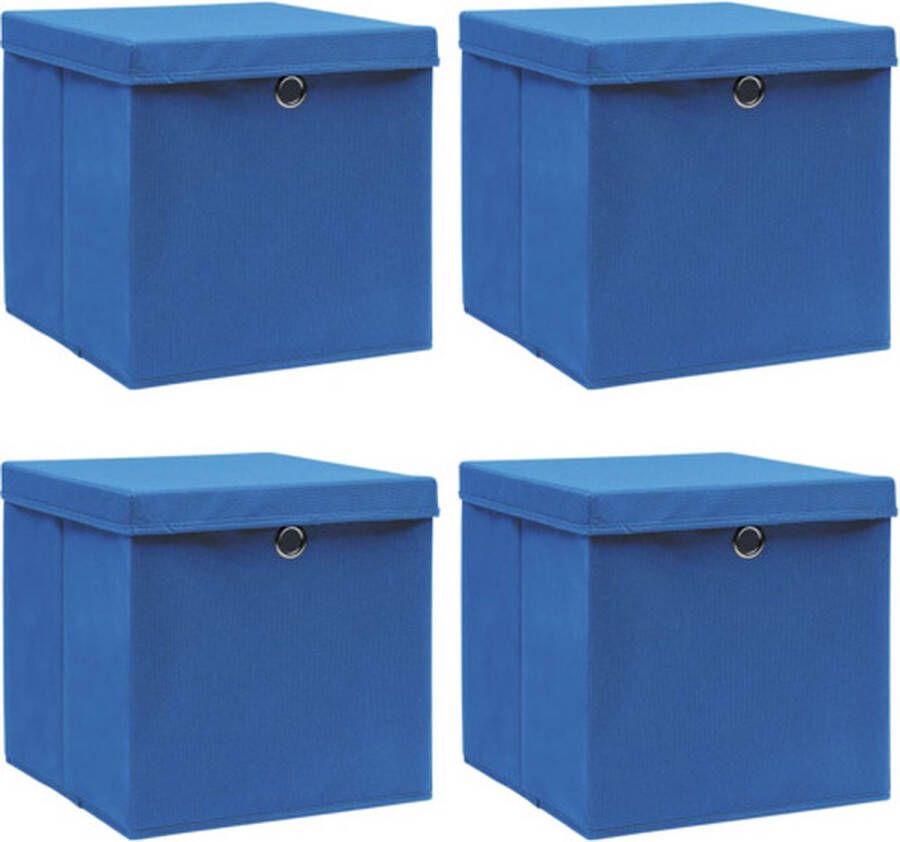 VidaXL -Opbergboxen-met-deksel-4-st-32x32x32-cm-stof-blauw