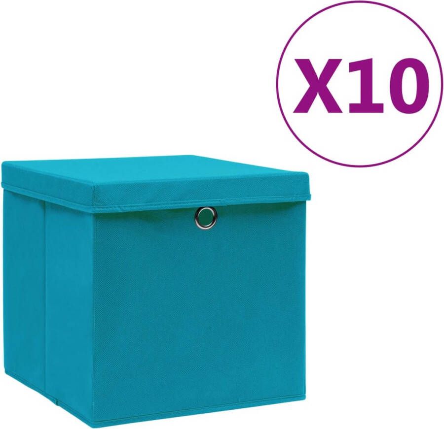 VidaXL -Opbergboxen-met-deksels-10-st-28x28x28-cm-babyblauw