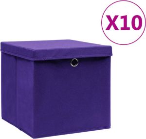 VidaXL Opbergboxen met deksels 10 st 28x28x28 cm paars
