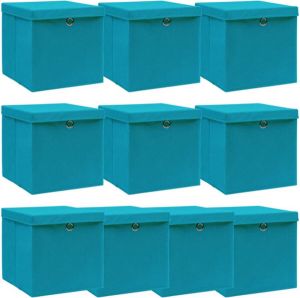 VidaXL Opbergboxen met deksels 10 st 32x32x32 cm stof babyblauw
