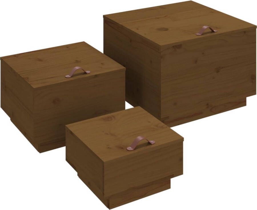 VidaXL -Opbergboxen-met-deksels-3-st-massief-grenenhout-honingbruin