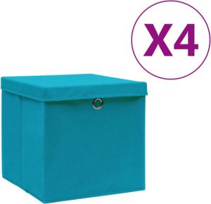 VidaXL Opbergboxen Met Deksels 4 St 28x28x28 Cm Babyblauw