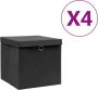 VidaXL -Opbergboxen-met-deksels-4-st-28x28x28-cm-zwart - Thumbnail 1