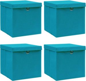 VidaXL Opbergboxen met deksels 4 st 32x32x32 cm stof babyblauw