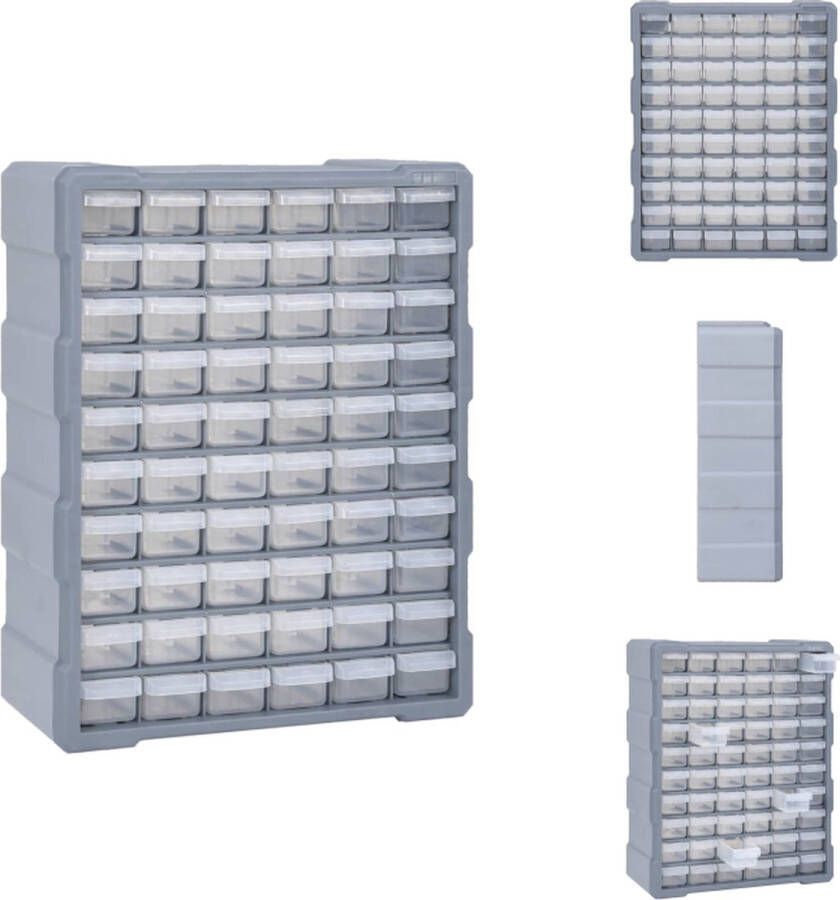 VidaXL Opberger 60 lades 38x16x47.5cm Duurzaam Grijs Gereedschapskoffer