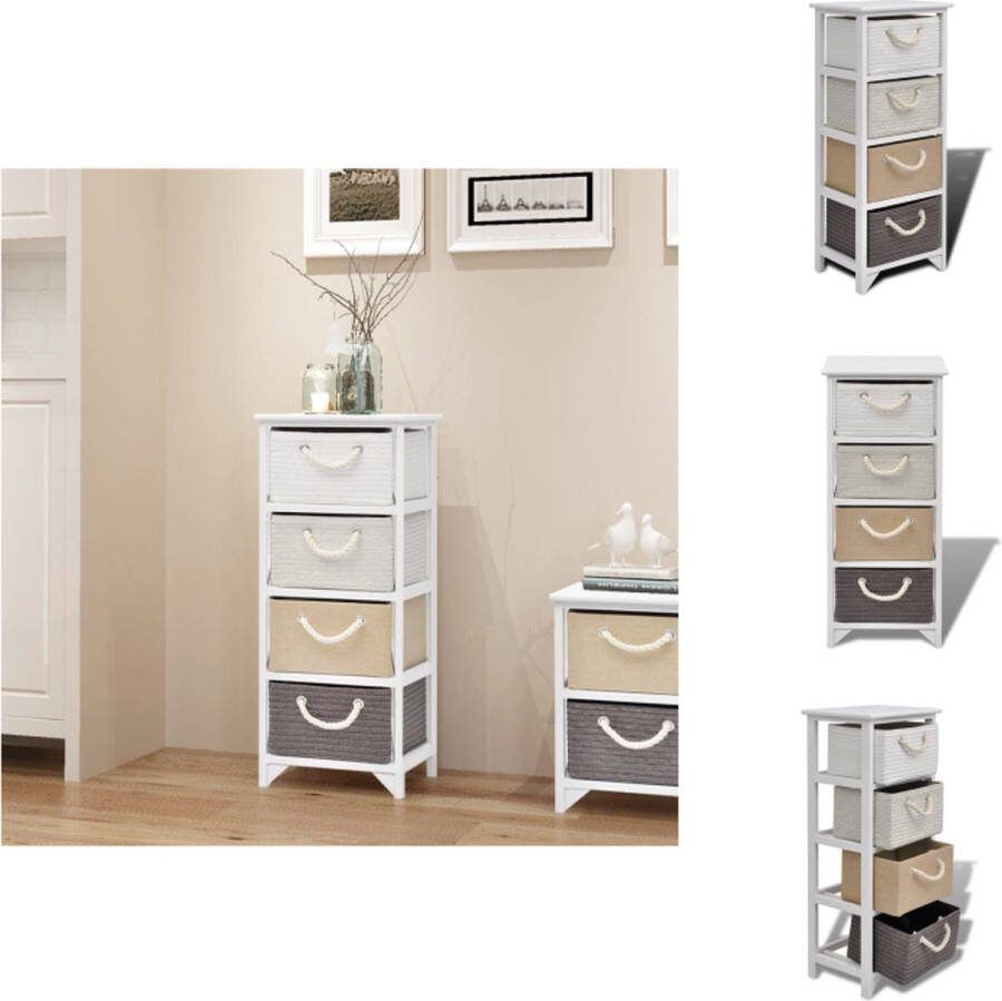 VidaXL Opbergkast 35 x 27 x 86 cm 4 lades paulowniahout en MDF Kast