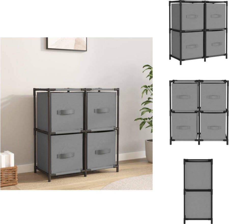 VidaXL Opbergkast 4 manden Grijs 63x30x71 cm Staal en stof Kast