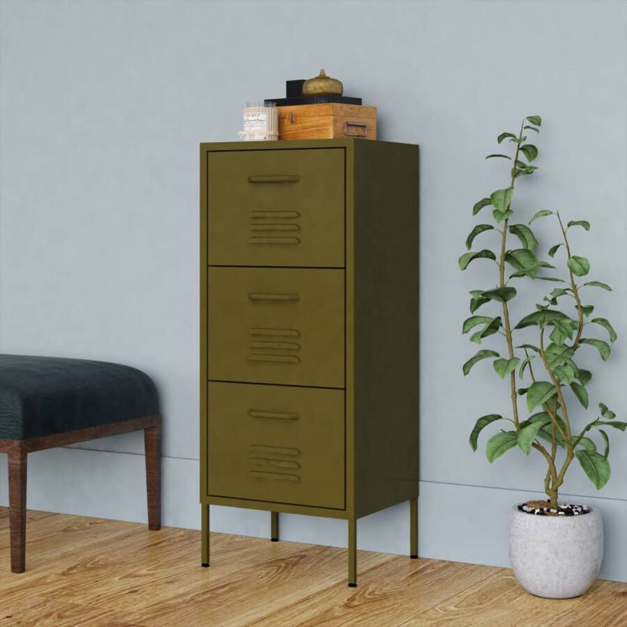VidaXL -Opbergkast-42 5x35x101 5-cm-staal-olijfgroen