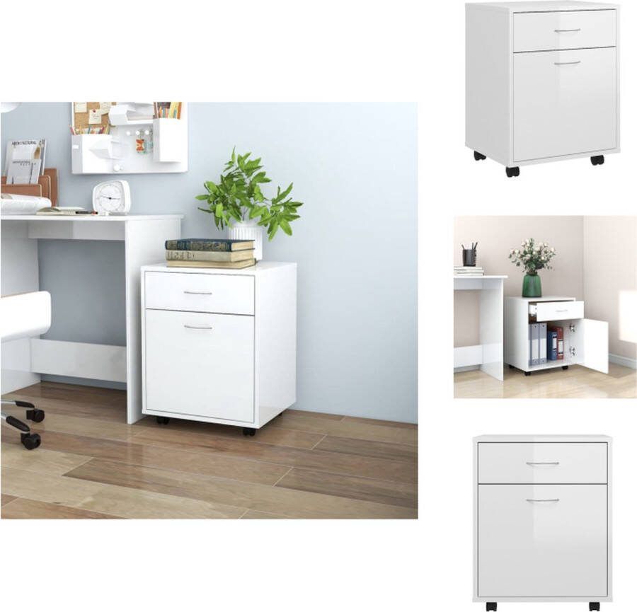 VidaXL Opbergkast 45 x 38 x 54 cm Hoogglans wit Spaanplaat Kast