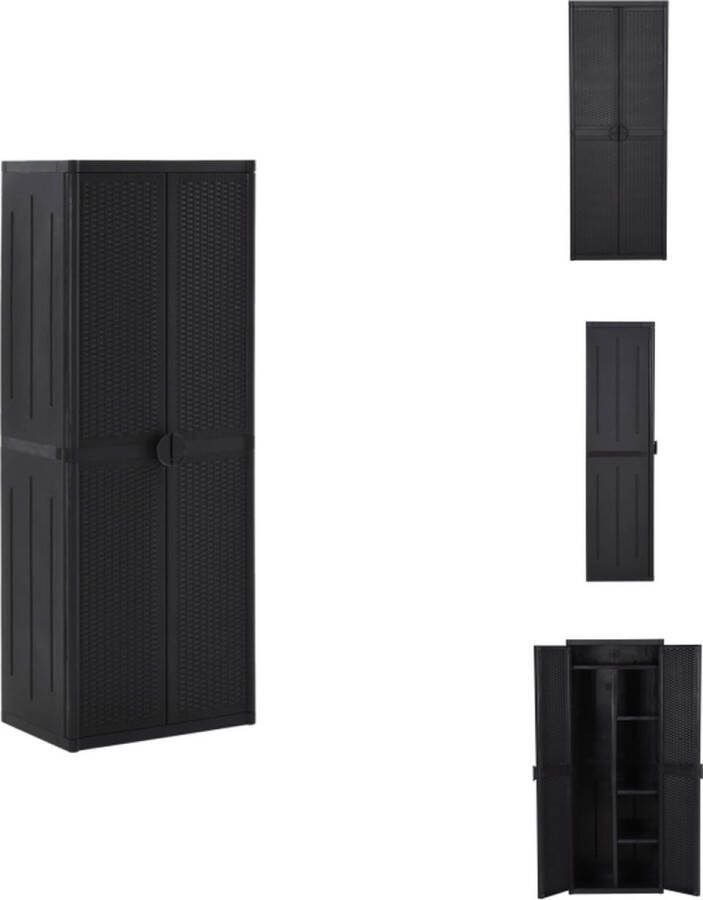 VidaXL Opbergkast 65 x 45 x 172 cm Zwart PP Rattan-look Kast