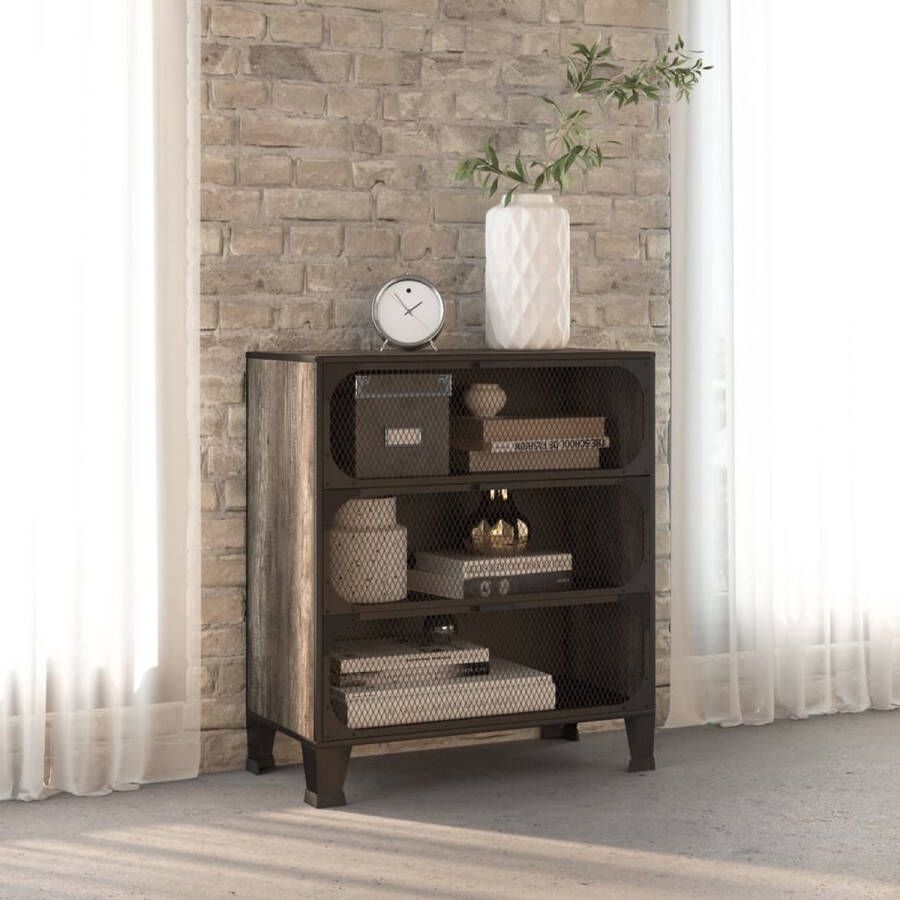 VidaXL Opbergkast 72x36x82 cm metaal en MDF grijs