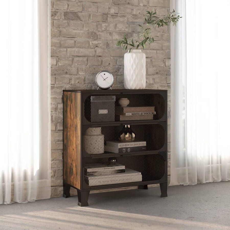 VidaXL Opbergkast 72x36x82 cm metaal en MDF rustiek bruin