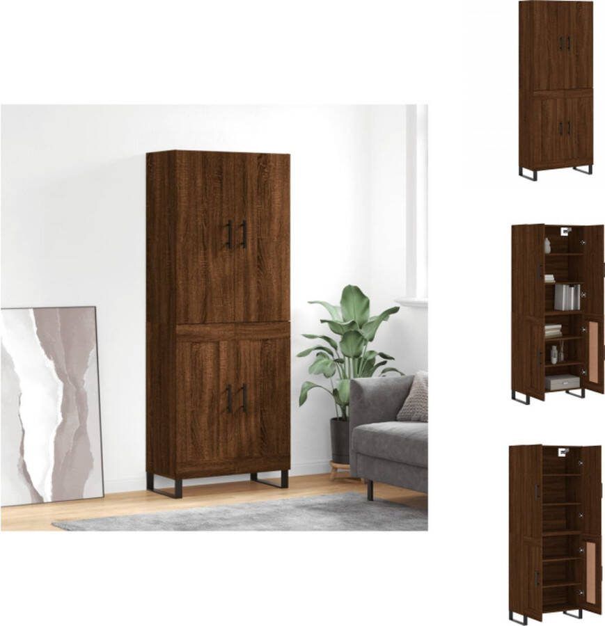 VidaXL Opbergkast Bruineiken 69.5 x 34 x 180 cm Duurzaam bewerkt hout en metaal Keukenkast