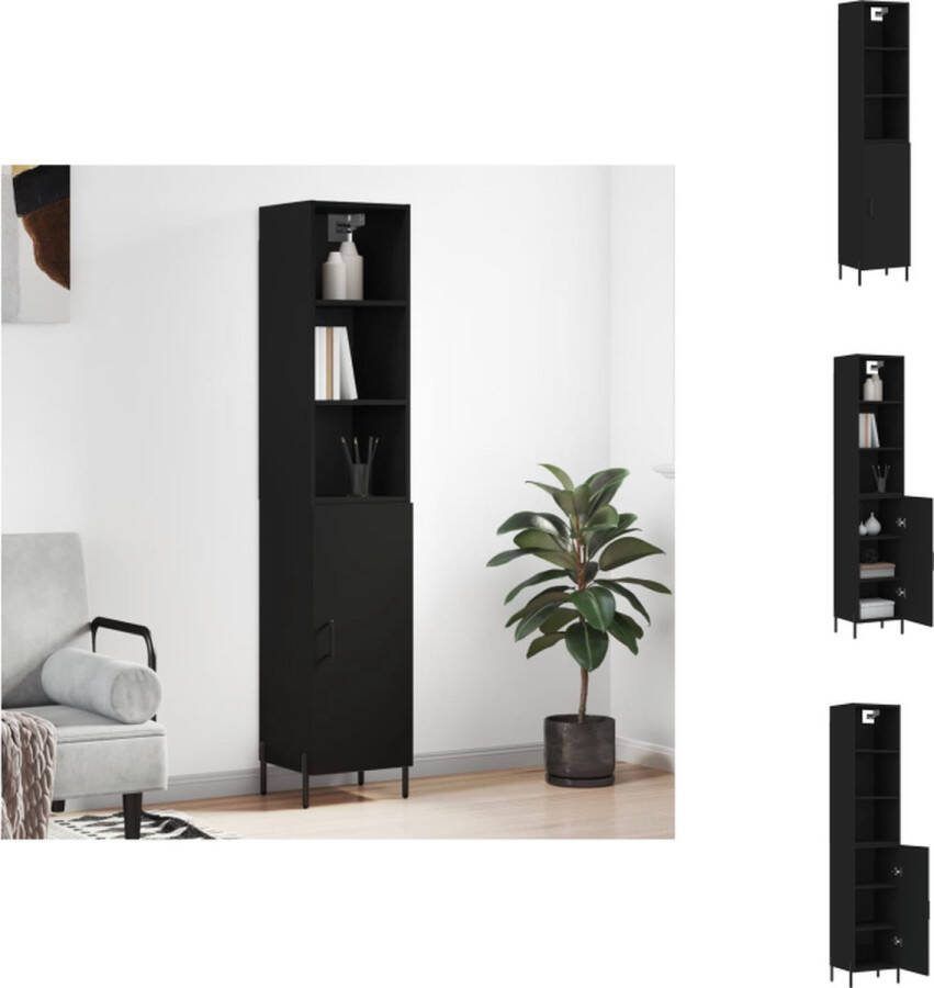 VidaXL Opbergkast Hoge Kast 34.5 x 34 x 180 cm Zwart Keukenkast