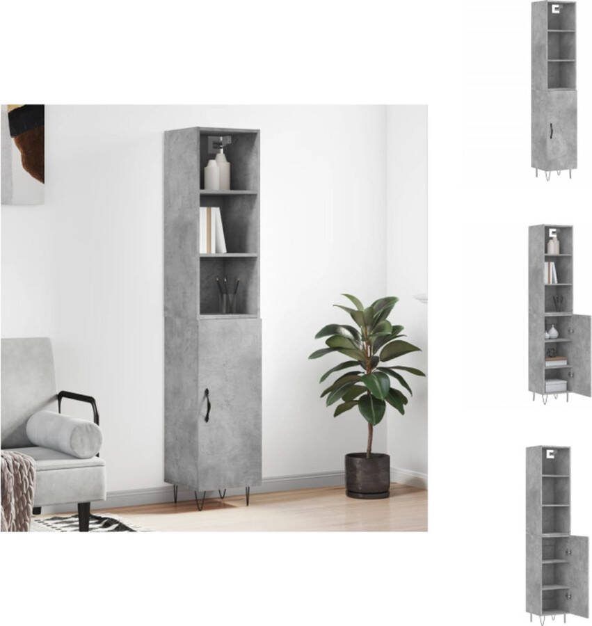 VidaXL Opbergkast Hoge Kast Betongrijs 34.5x34x180cm Duurzaam materiaal Keukenkast