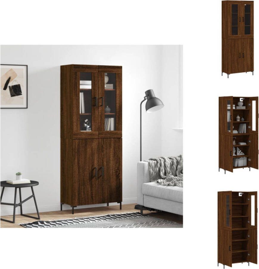 VidaXL Opbergkast Hoge Kast Bruineiken 69.5 x 34 x 180 cm Duurzaam materiaal Keukenkast