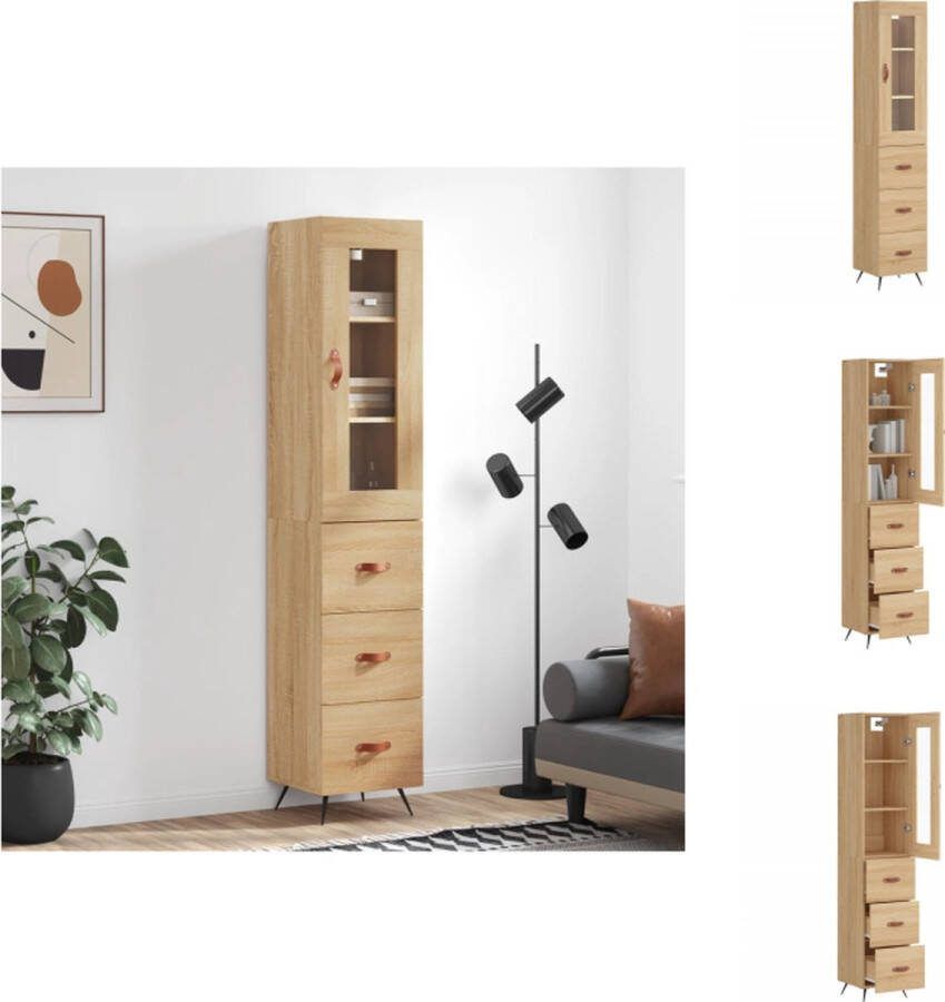VidaXL Opbergkast Hoge Kast Sonoma Eiken 34.5 x 34 x 180 cm Metalen Voeten Keukenkast