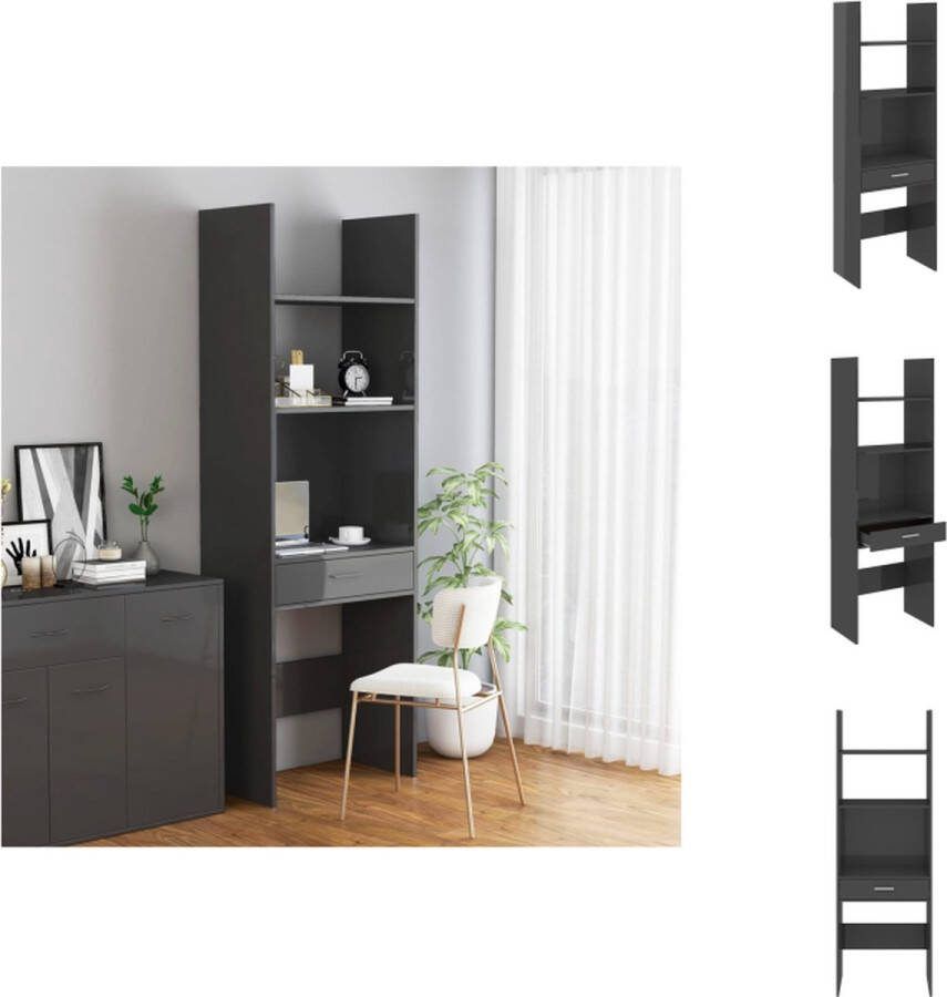 VidaXL Opbergkast Hoogglans grijs 60 x 35 x 180 cm Stevig en duurzaam Kast