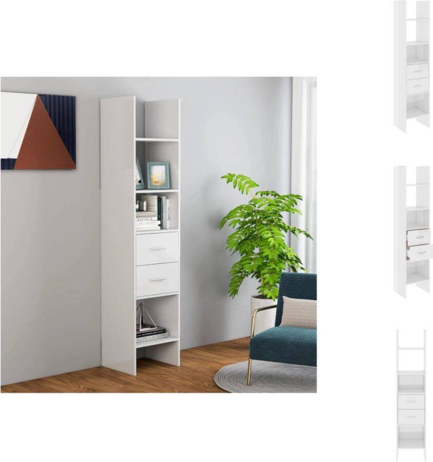 VidaXL Opbergkast Hoogglans wit 40 x 35 x 180 cm Stevig en duurzaam Kast