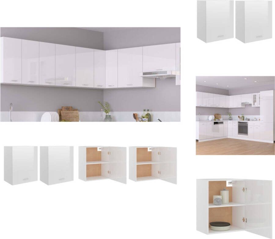 VidaXL Opbergkast Hoogglans wit 50 x 31 x 60 cm 2 schappen Keukenkast