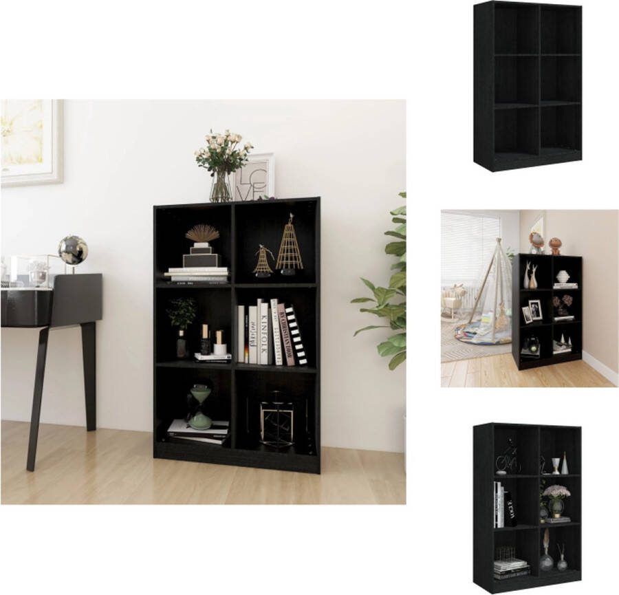 VidaXL Opbergkast Massief grenenhout 70 x 33 x 110 cm Zwart Kast