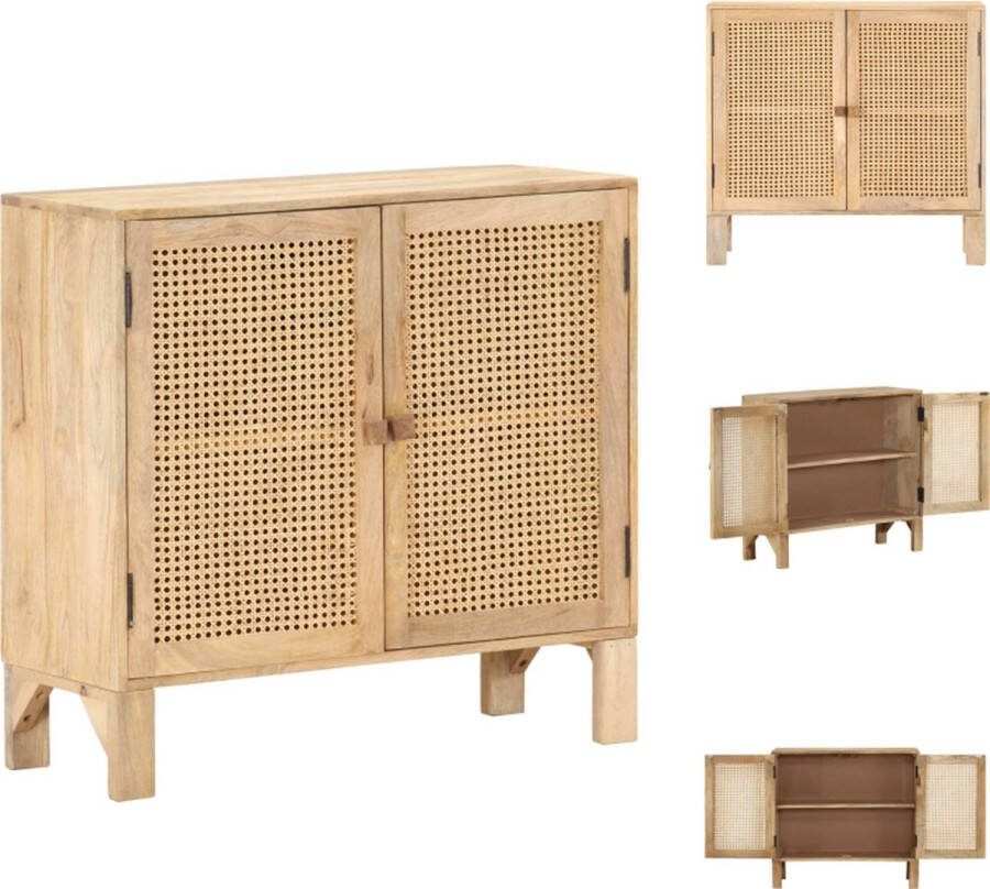 VidaXL Opbergkast Massief mangohout 80 x 30 x 73 cm Met 2 deuren Keukenkast
