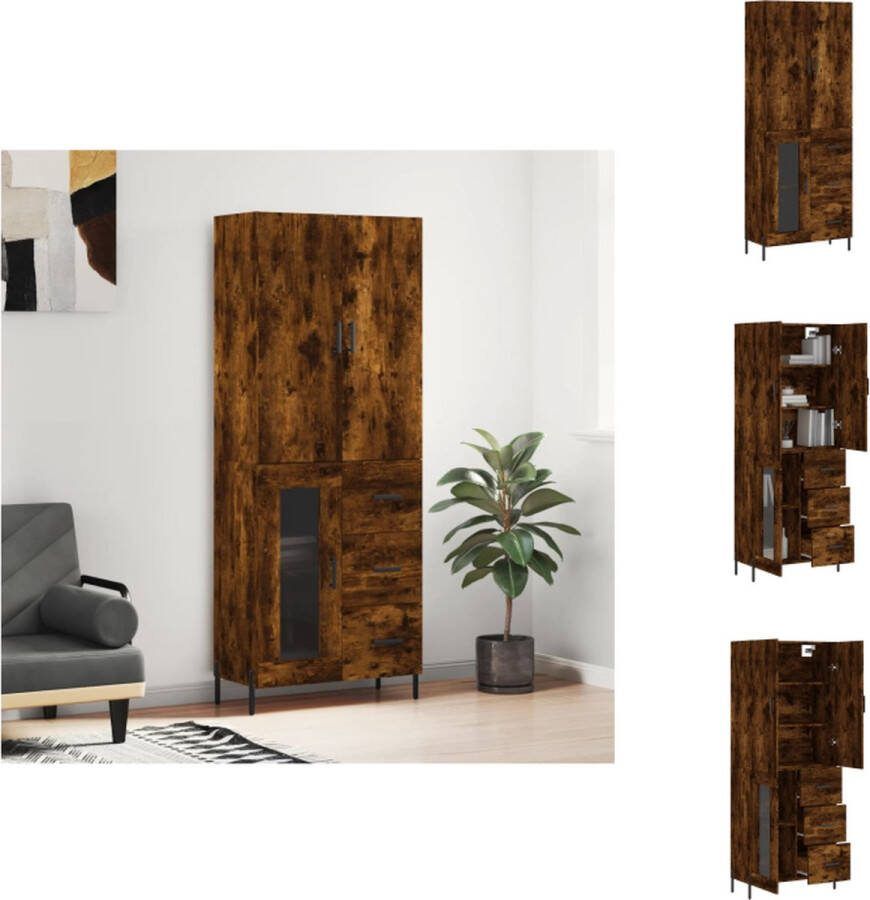 VidaXL Opbergkast Metaal 69.5 x 34 x 180 cm Gerookt Eiken Keukenkast