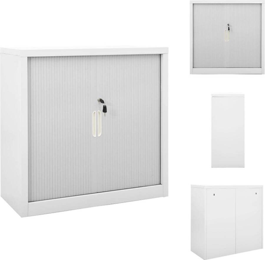 VidaXL Opbergkast Roldeurkast Grijs 90 x 40 x 90 cm Staal Met 2 verstelbare schappen en een slot Kast