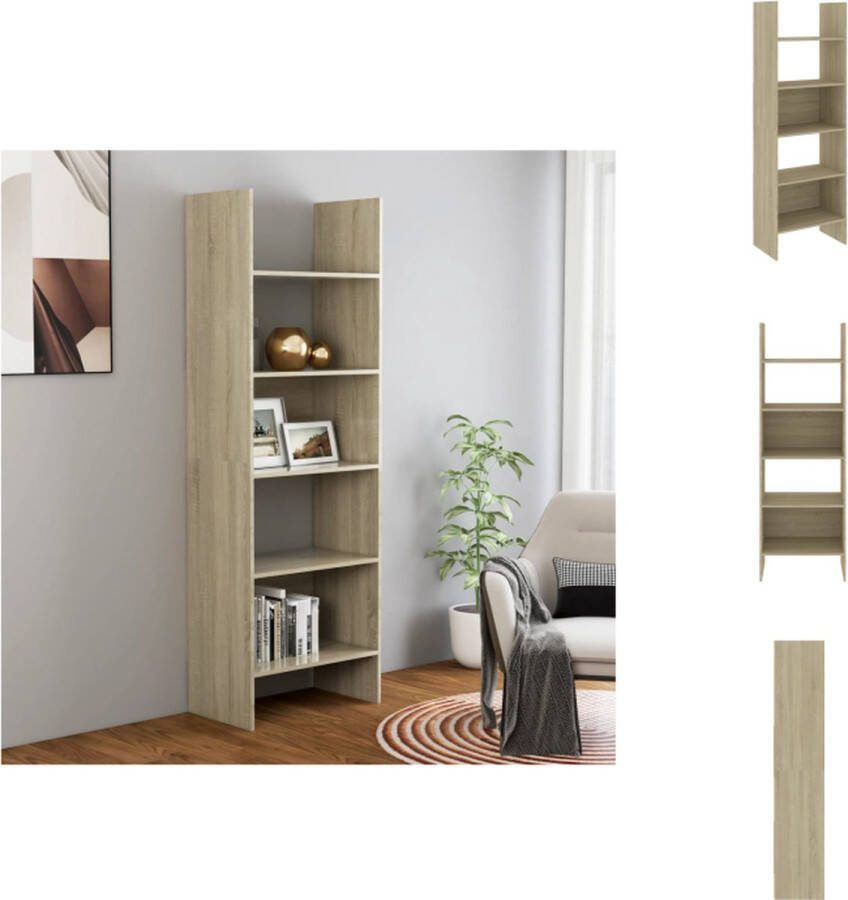 VidaXL Opbergkast Sonoma Eiken 60 x 35 x 180 cm 5 ruime vakken Kast