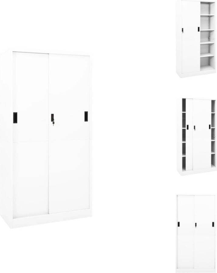 VidaXL Opbergkast Staal 90 x 40 x 180 cm Schuifdeur Verstelbare schappen Kast