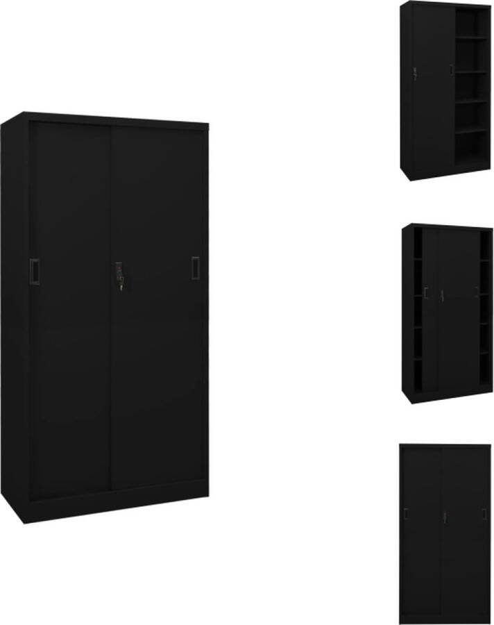 VidaXL Opbergkast Staal 90 x 40 x 180 cm Zwart Kast