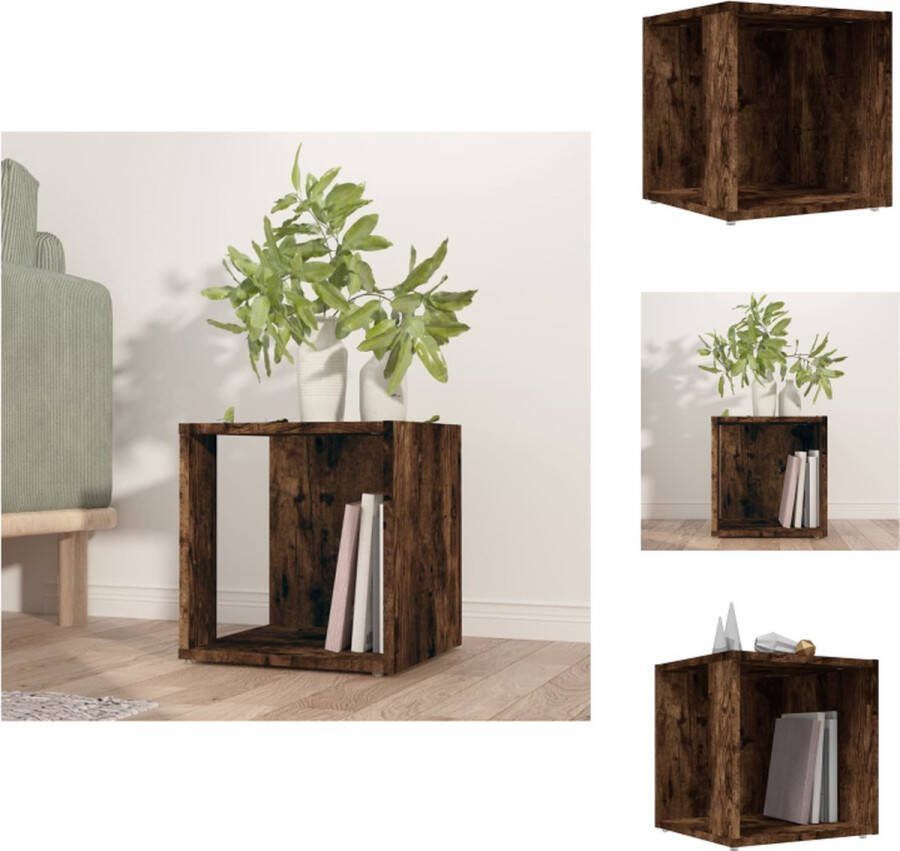 VidaXL Opbergkast Tafeltje Gerookt Eiken 33x33x34.5cm Bewerkt Hout Tafel