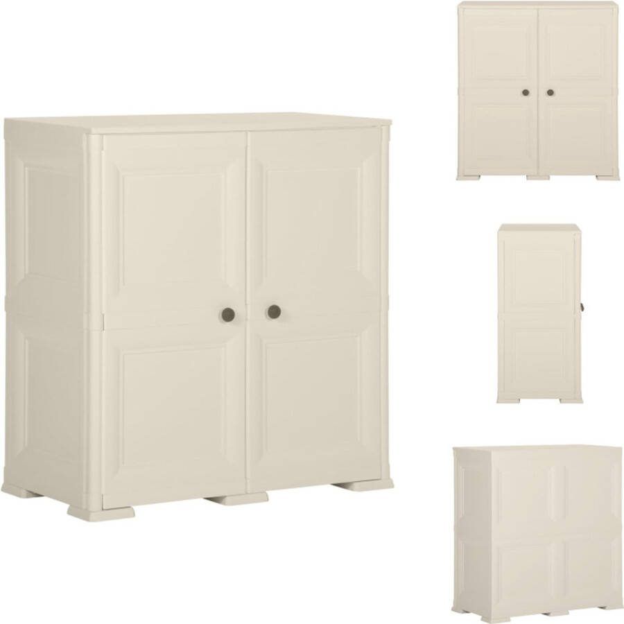 VidaXL Opbergkast van kunststof 79 x 43 x 85.5 cm kleur- vanille-ijs Kast