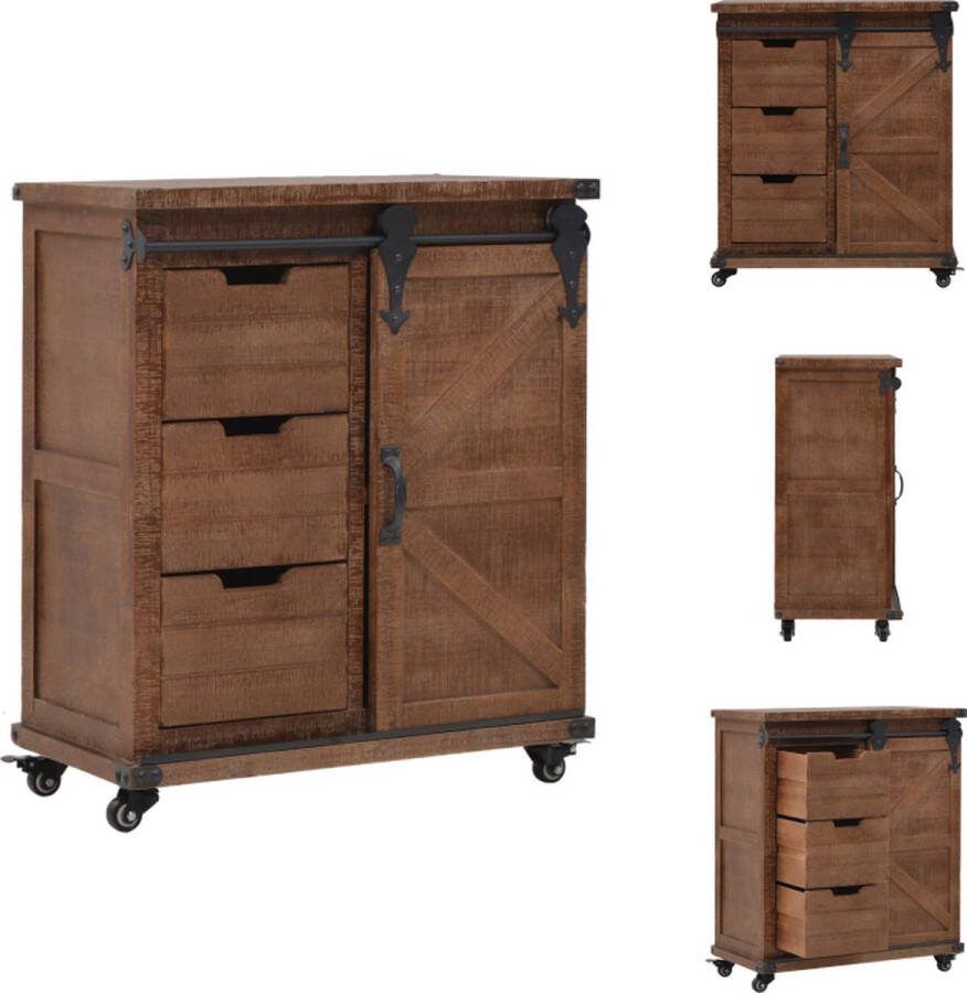 VidaXL Opbergkast Vintage 64 x 33.5 x 75 cm Bruin Massief Vurenhout Kast