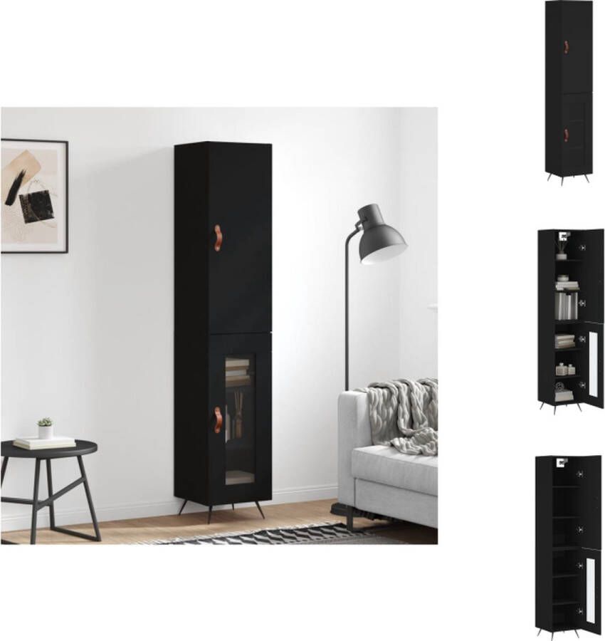 VidaXL Opbergkast Zwart 34.5 x 34 x 180 cm Trendy hoge kast met voldoende opbergruimte en praktische deuren Keukenkast