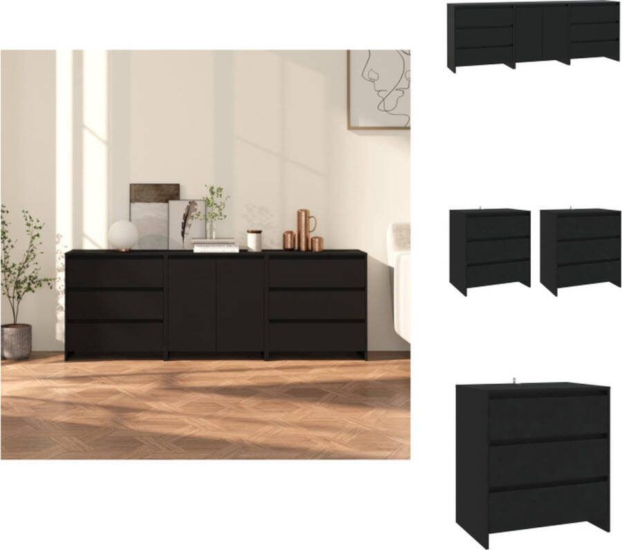 VidaXL Opbergkasten Bijzetkasten 70x40x75 cm zwart hout Keukenkast